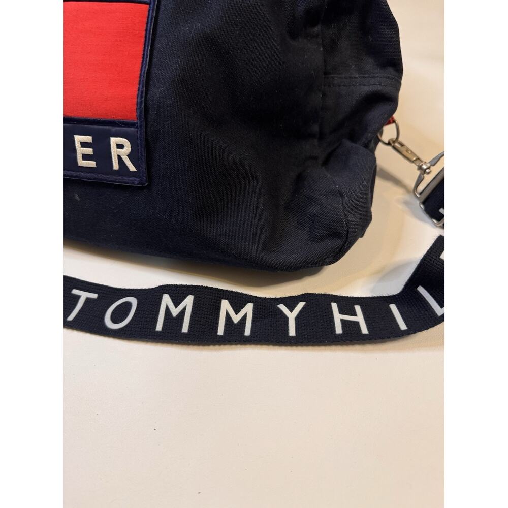 Tommy Hilfiger Bag Adult Large Blue Duffle Bag 90s Logo Canvas Distressed Mens - Picture 4 of 12